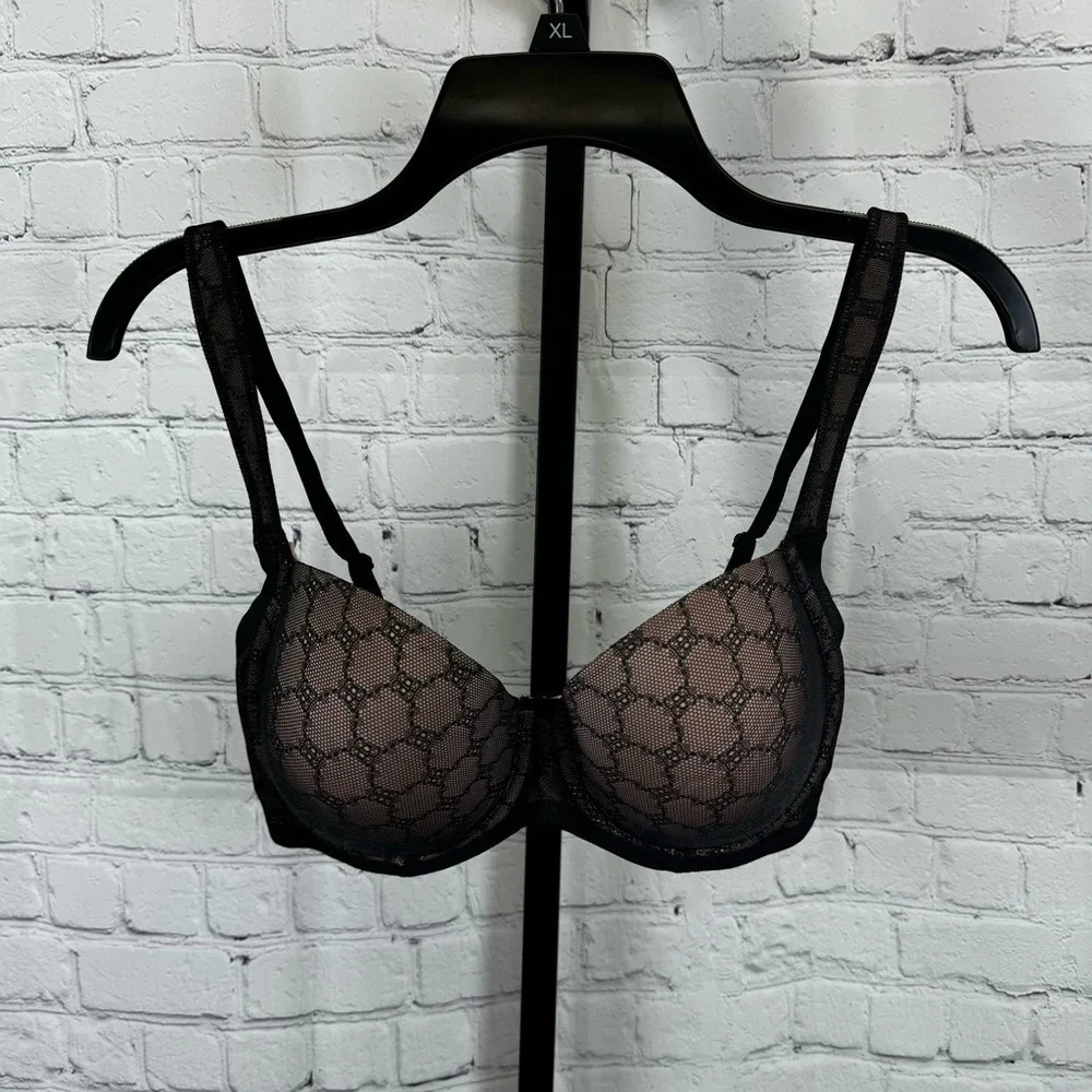 Soma Full Coverage Underwire Black and Nude Lace Bra Size 32DDD
